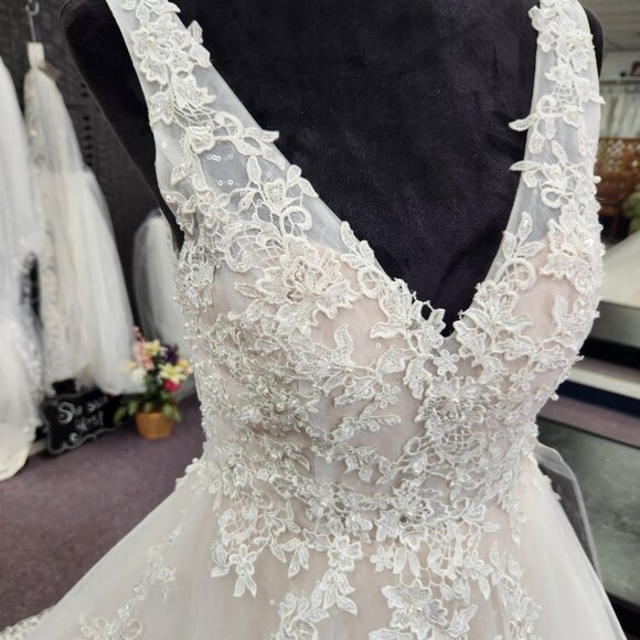 Maya Size 8 Ivory/Champagne PrivateLabel Bridal Gown Tulle/Lace Wedding Dress - Picture 2 of 7